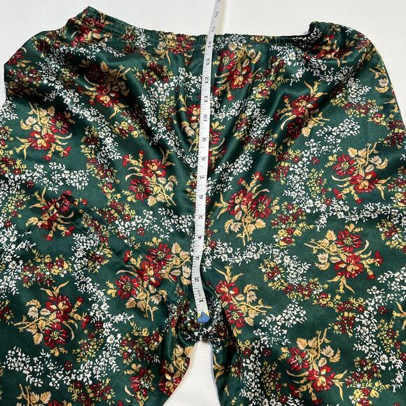Vintage Victoria's Secret Pajama Set Womens Small Green Floral Quilted Satin 90s - Picture 12 of 13